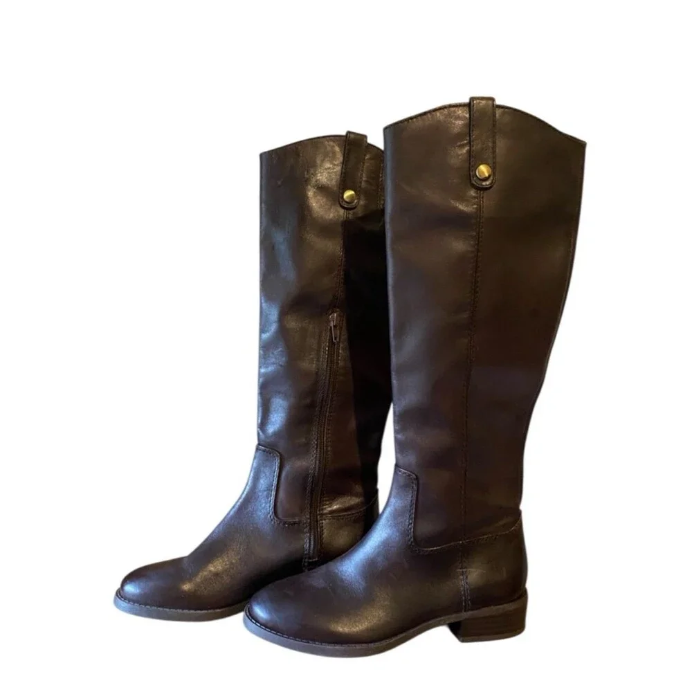 INC International Concepts Tall Dark Brown Leather Riding Boots NWOB size 5